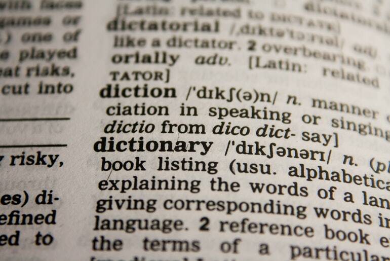 Close up of a dictionary