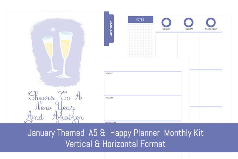 January A5 & Happy Planner Monthly Kit [Vertical...