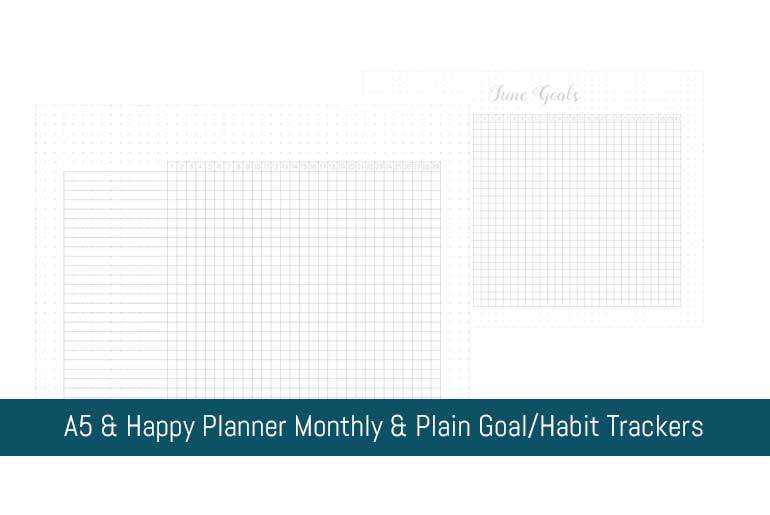 A5 & Happy Planner Monthly & Plain Goal/Habit...