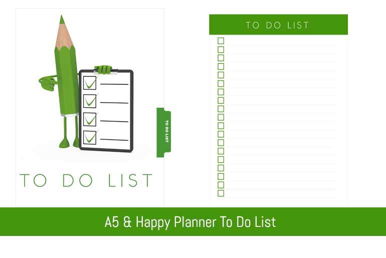 A5 & Happy Planner To Do List