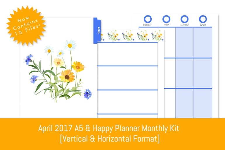 April 2017 A5 & Happy Planner Monthly Kit...