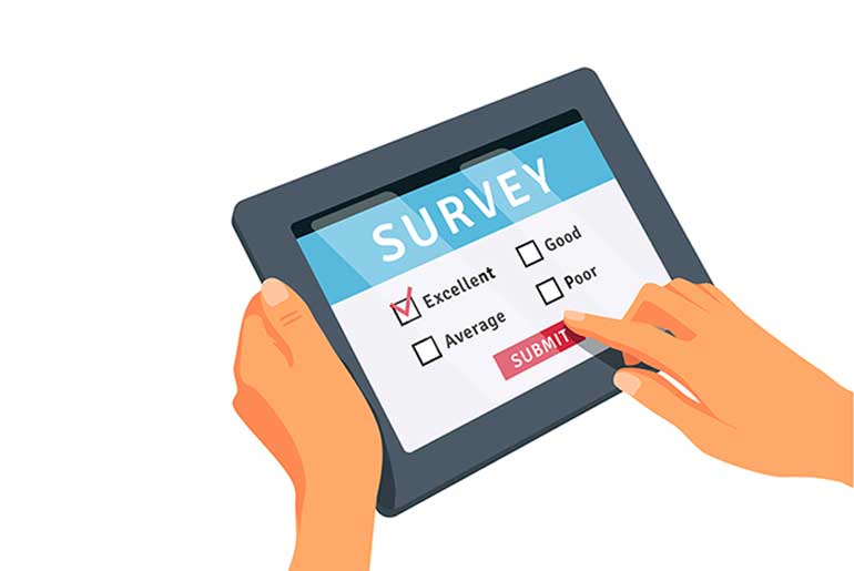 Illustration on person taking an online survey