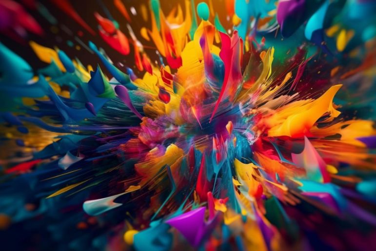 Abstract colourful shapes exploding