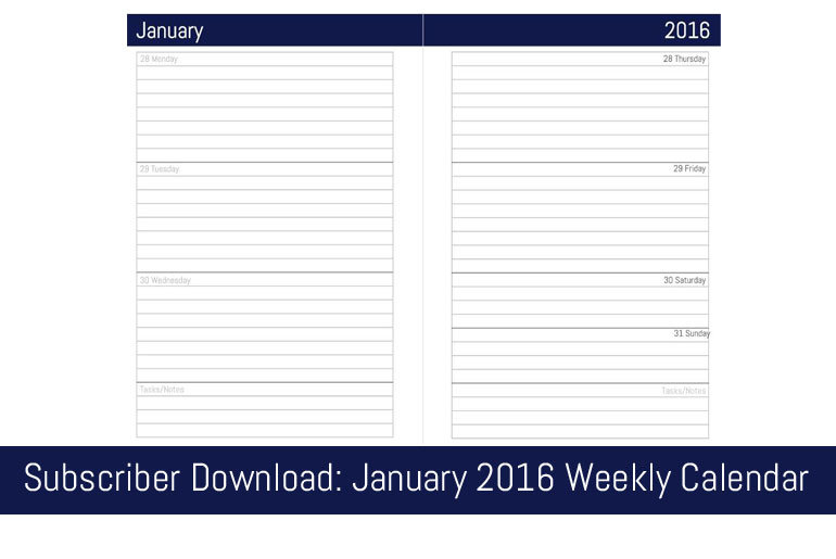 Subscriber Download: January 2016 Weekly Calendar