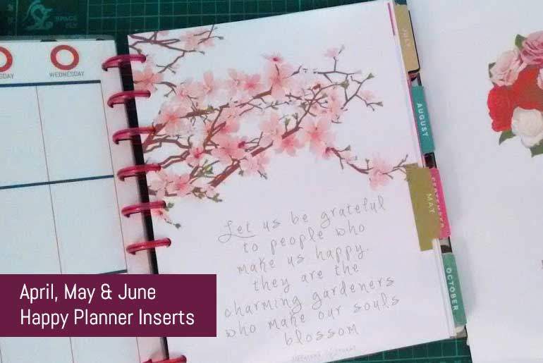 Happy Planner Free Download - April, May & June Inserts and Dividers