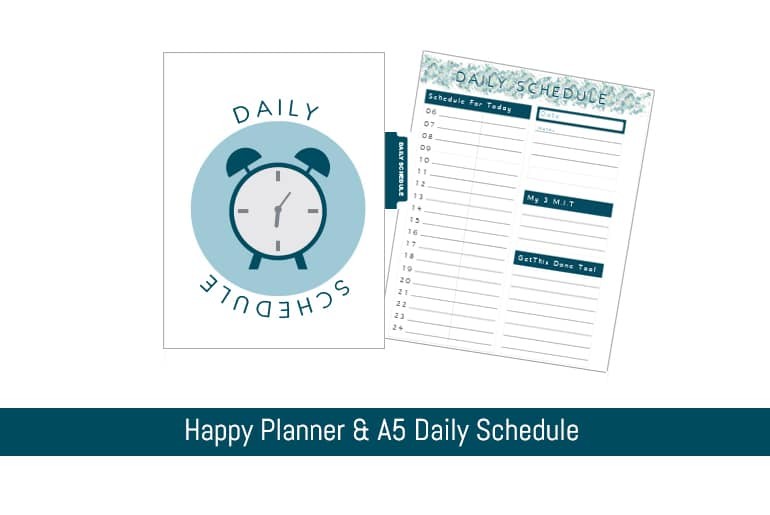 Daily Schedule Printable for Happy Planner and A5 Planner