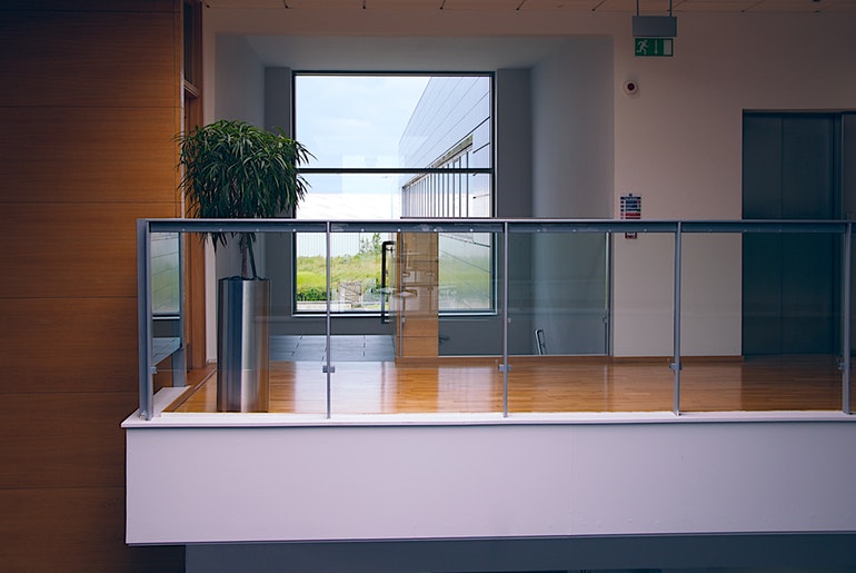Plant on balcony in modern office