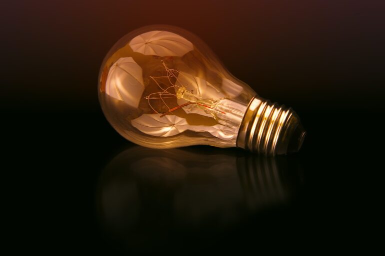 Lightbulb on a black background