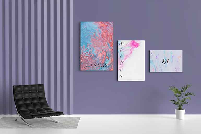 Statement wall with 3 printed canvases