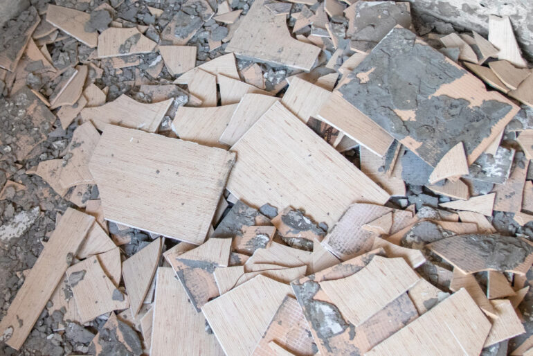 Pile of tiles on the floor