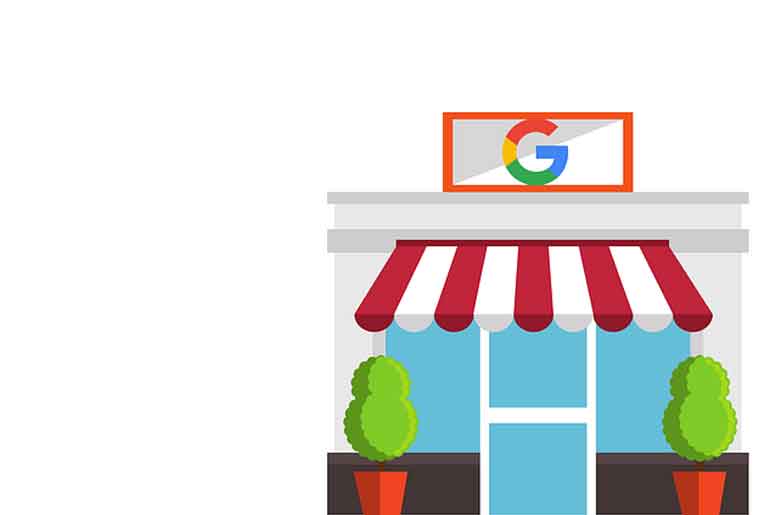 Illustration of a storefront with the Google logo