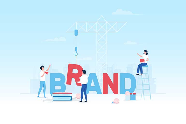 Illustration of constructiong the word branding