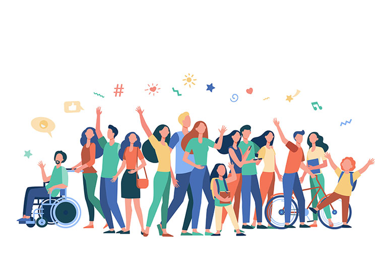 Illustration of people cheering and celebrating