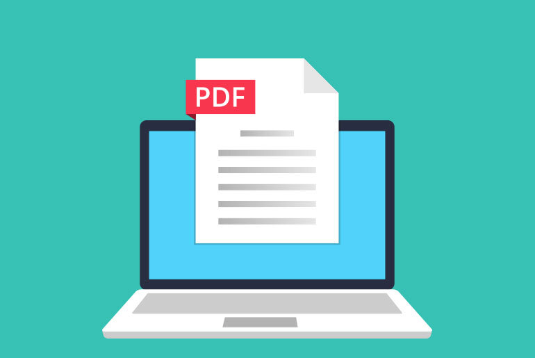 Illustration of a PDF on the screen of a laptop