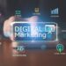 The word "Digital Marketing" surrounded by various social and internet icons