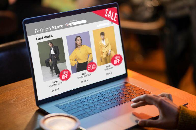 Ecommerce fashion store displayed on a laptop screen