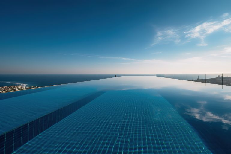 An infinity pool with a view of the ocean