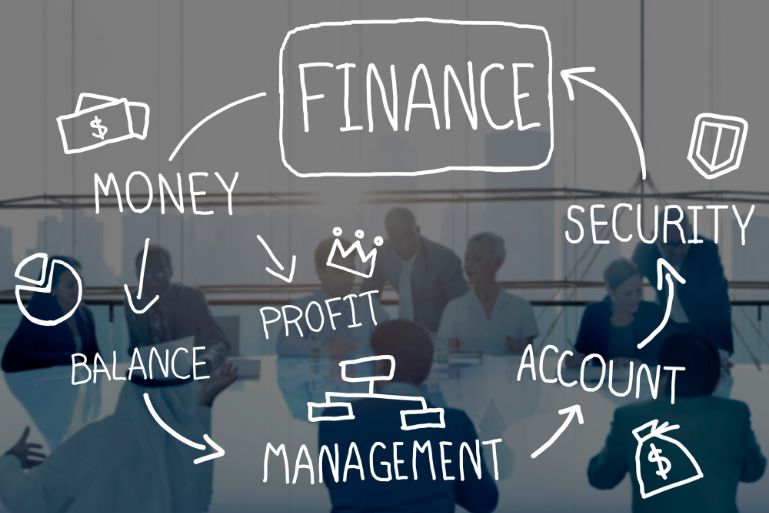 A flowchart drawing of the business finance cycle